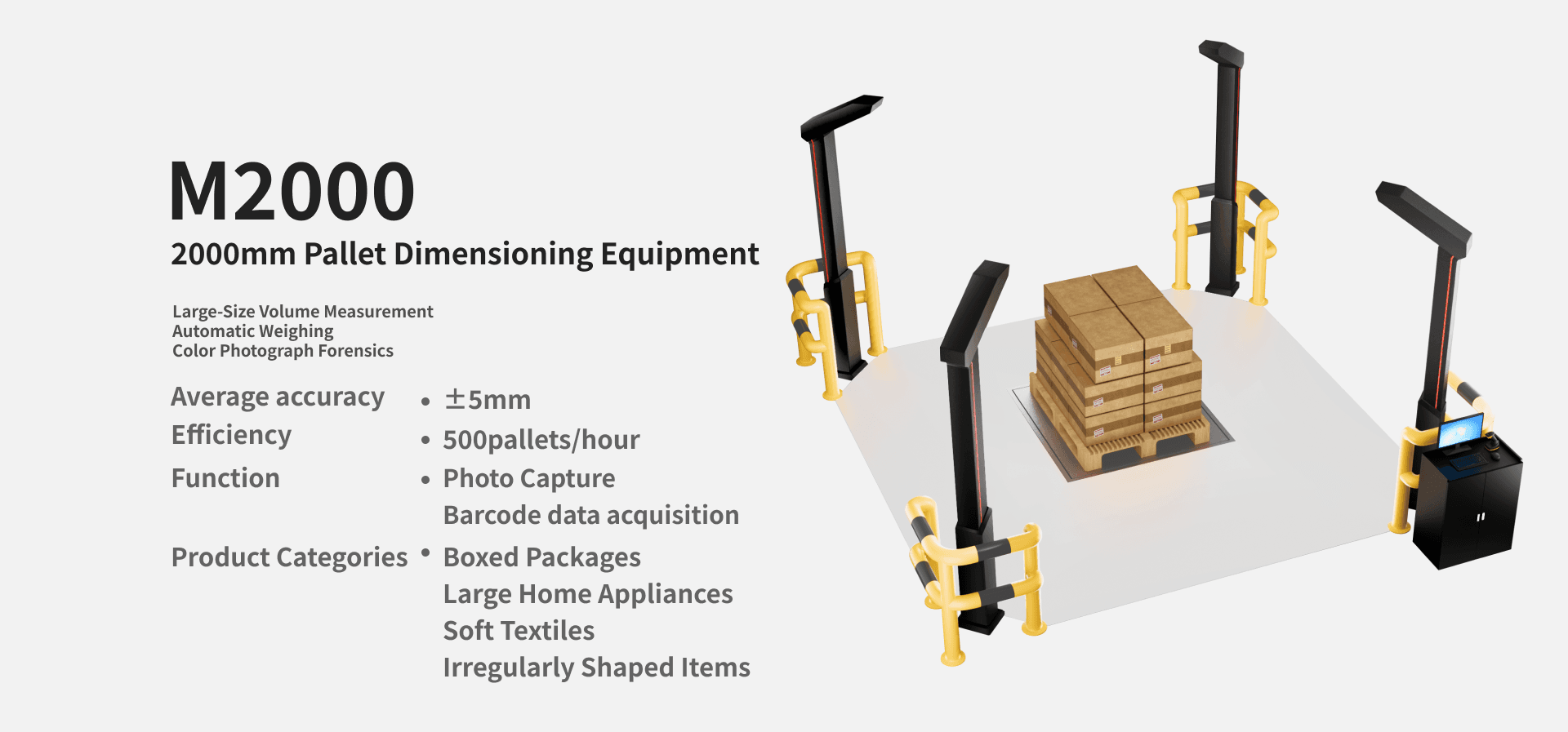 Mohisttech - Homepage - M2000 - 2000mm pallet Dimensioning Equipment - Product Image