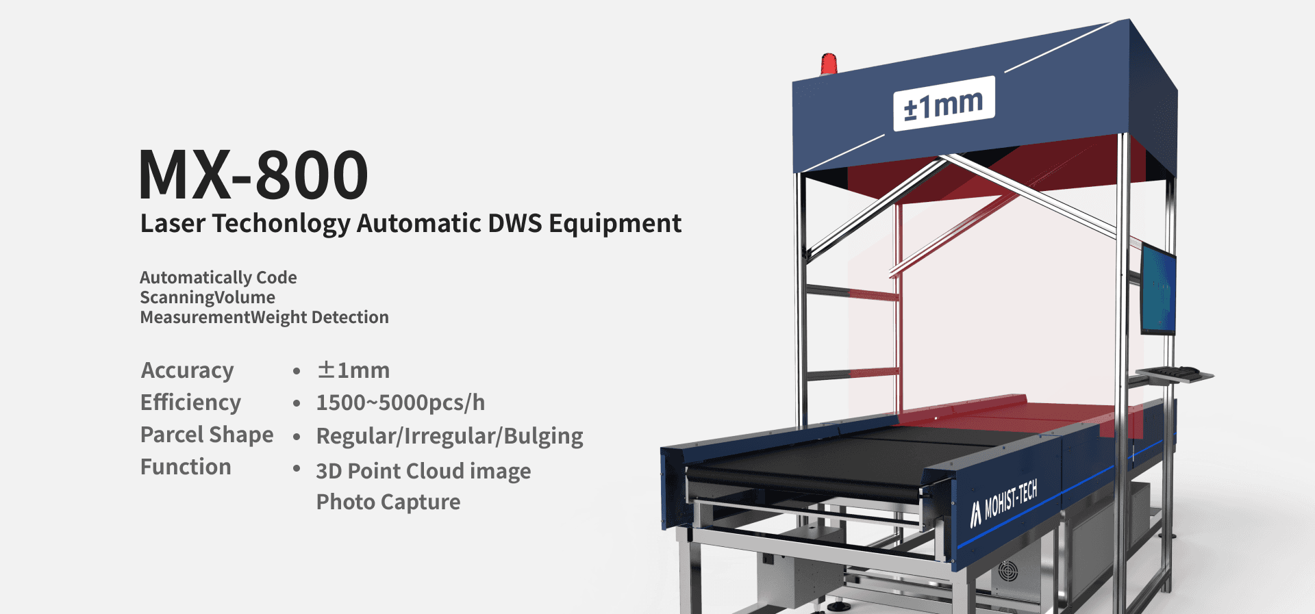 Mohisttech - Homepage - MX-800 - Scanning Weighing and Dimensioning Integrated Machine - Product Image