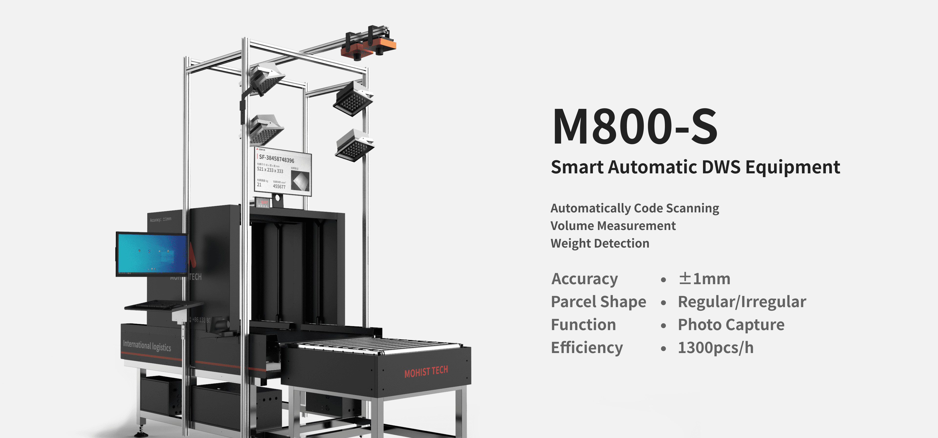 Mohisttech - Homepage - M800-S - Advanced Scanning and Weighing Dimensioning Integrated Machine - Product Image